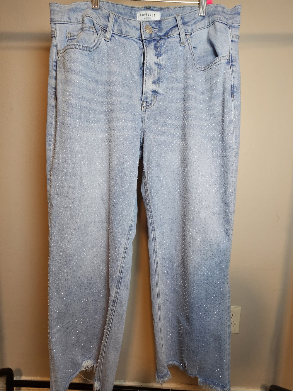 Lovervet Rhinestone Embellished High Rise Wide Leg Jeans 16W   NWOT LV1912-P